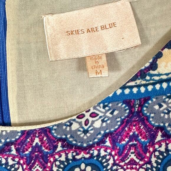 Skies are Blue Stitch Fix Blue and Purple Pattered Shift Dress, EUC, Size Medium - Picture 8 of 11